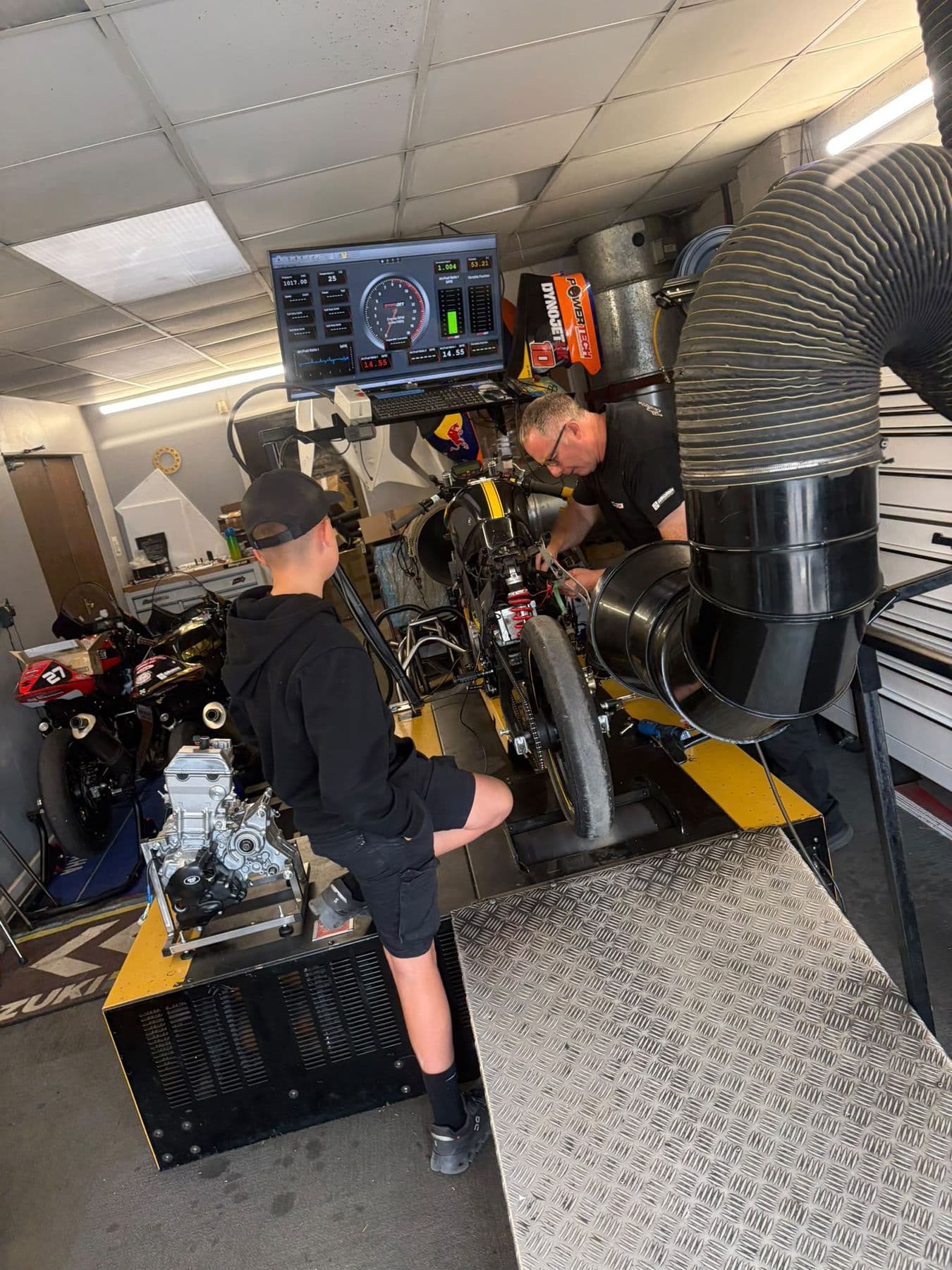 The race bike on the dyno