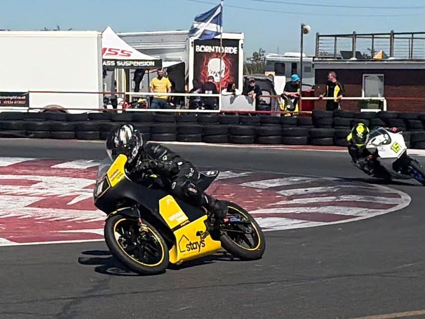 Ted cornering in front of the paddock
