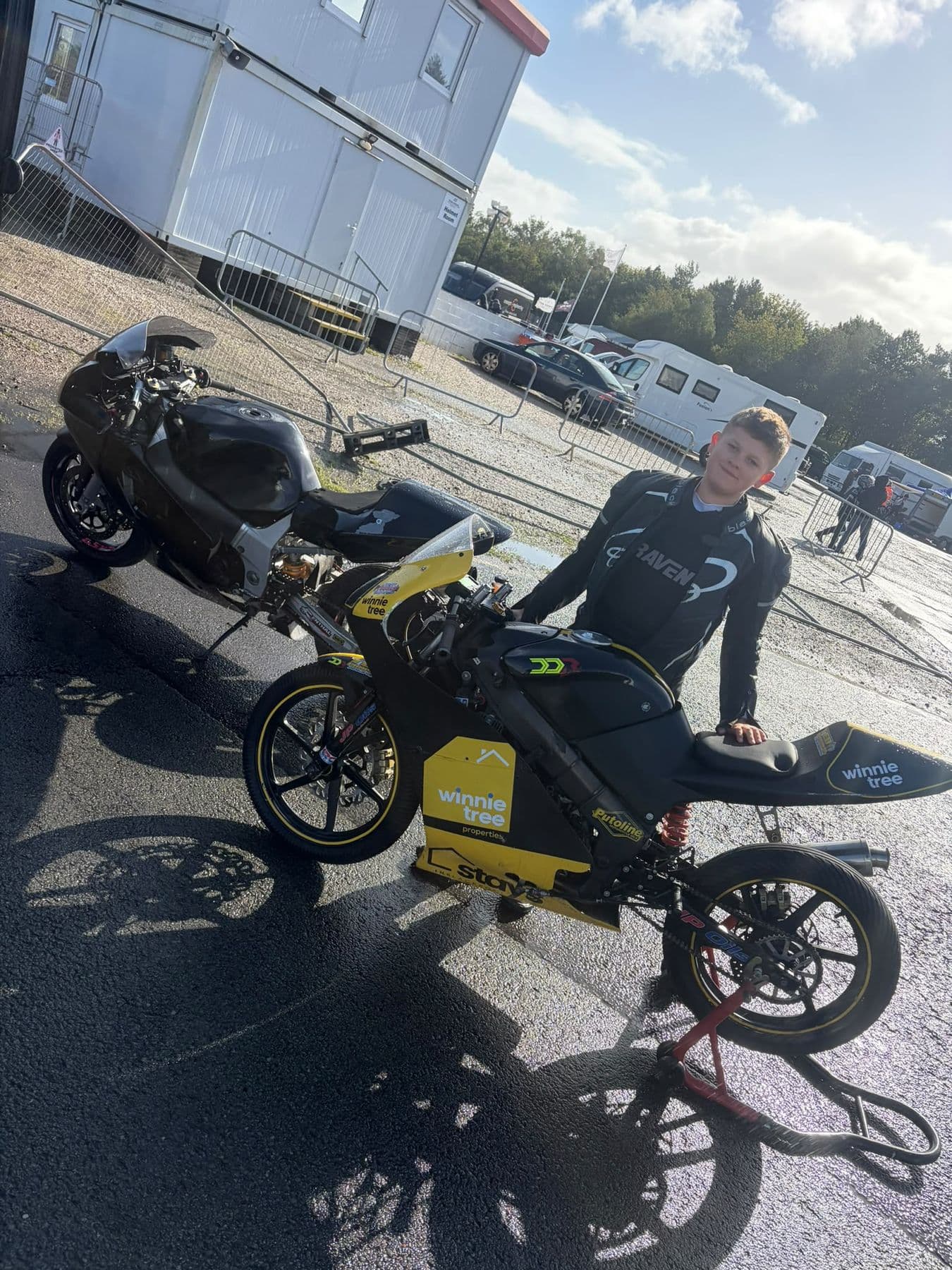 Ted with the race bike in the paddock