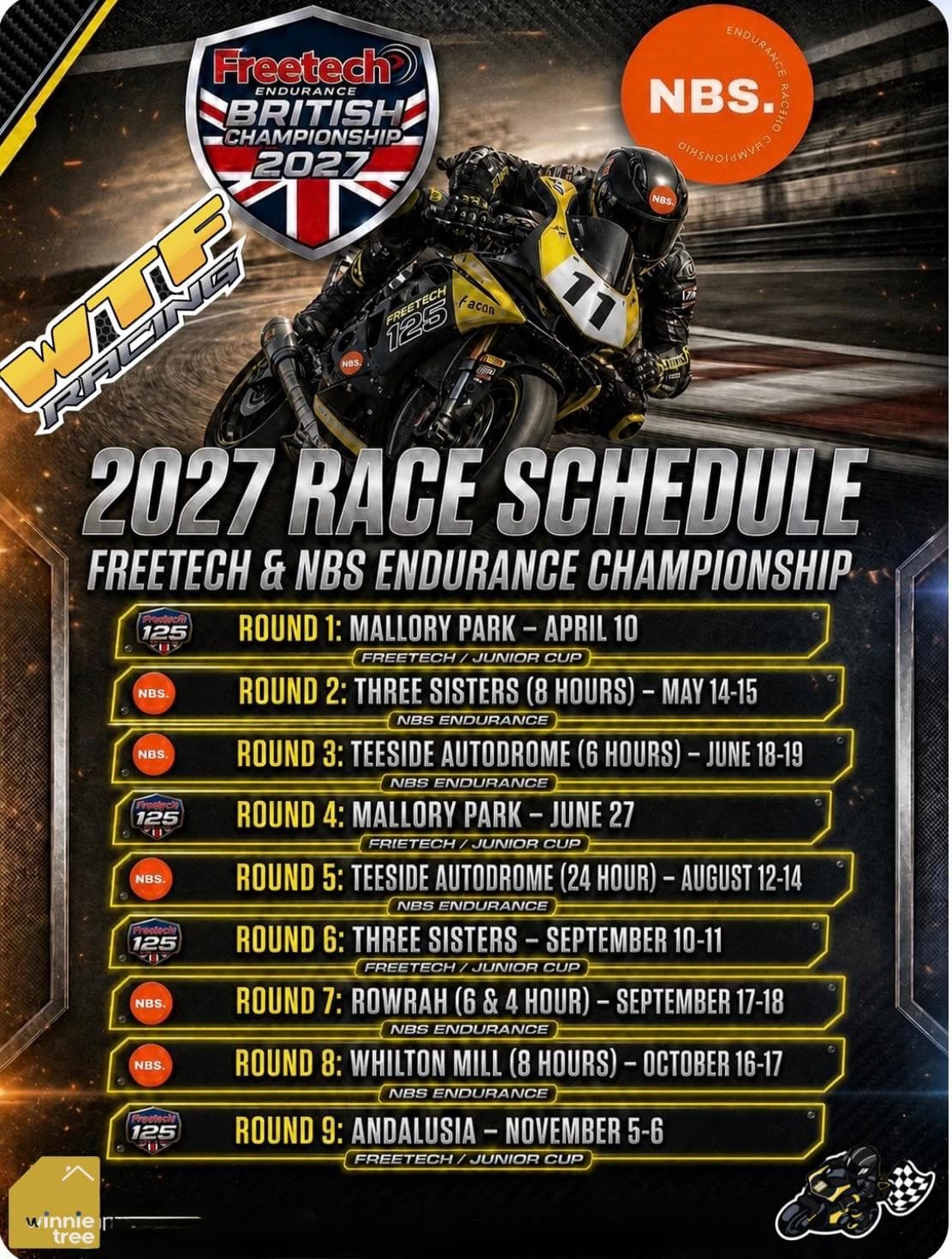 2027 Freetech & NBS Endurance Championship race schedule